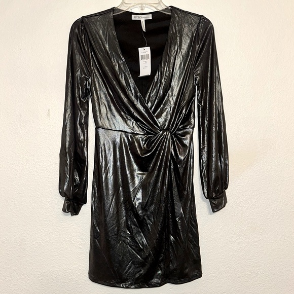 BCBGeneration Shimmering Black Long Sleeve Dress - Picture 1 of 11